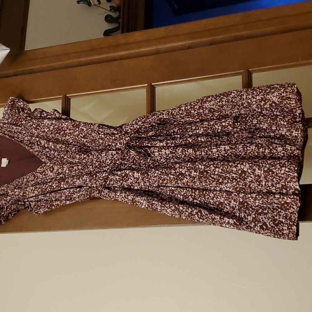 Floral midi dress faux wrap flutter sleeve size XL